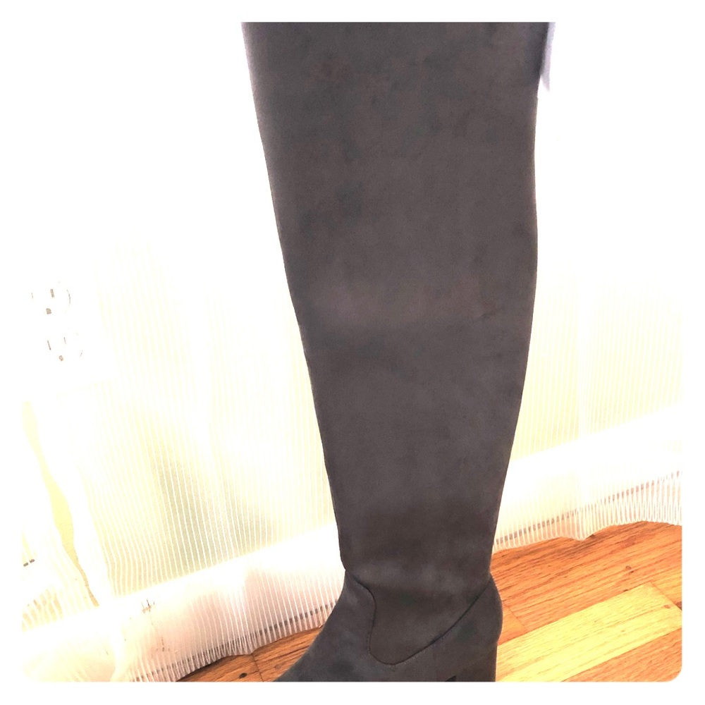 Elephant grey over the knee boot.